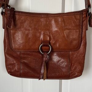 Spikes & Sparrow Brown Leather Crossbody Bag with Adjustable Strap